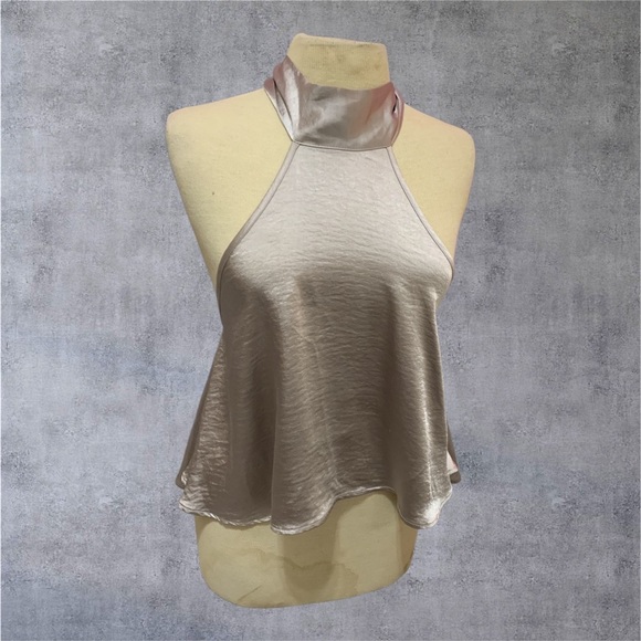 Nasty Gal There She Is Satin High‎ Neck Halter Top size 4 - Picture 3 of 4